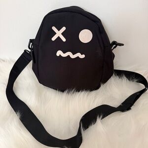 Black Crossbody Bag with White Graphic